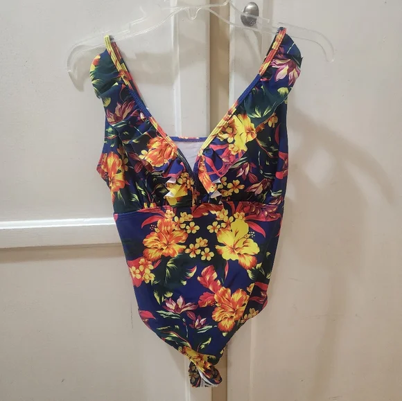 SHEIN Women's Floral Print One Piece Swimsuit NWT - Picture 3 of 11
